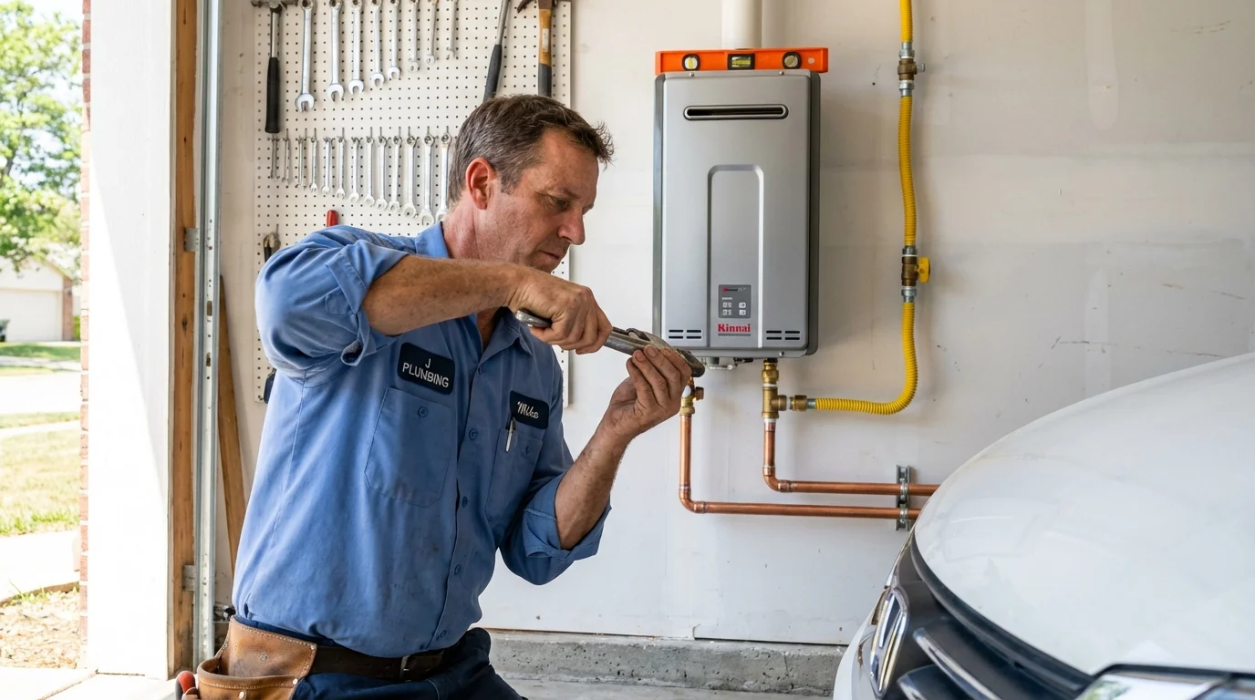 Tankless water heater installation by a Johns Plumbing LLC plumber in Chesaning